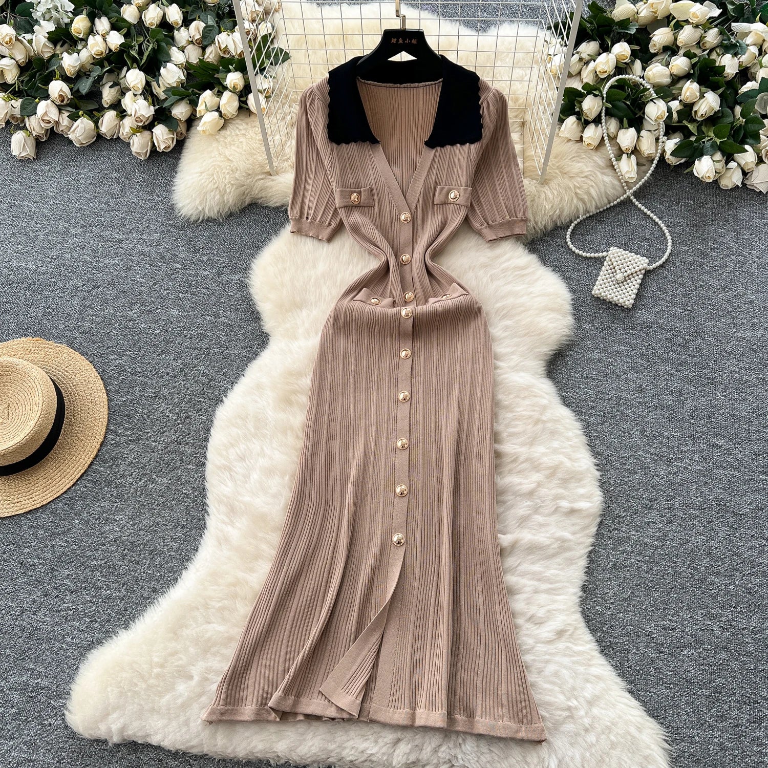 Retro Slim Fit Knitted Dress