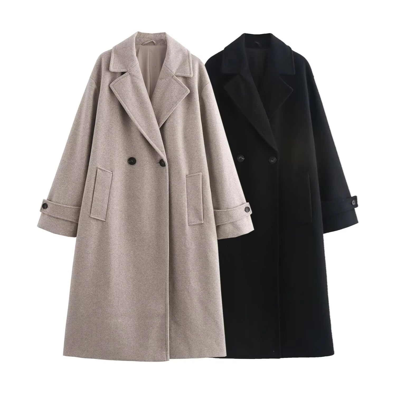 Loose Double-breasted Lapel Long Coat