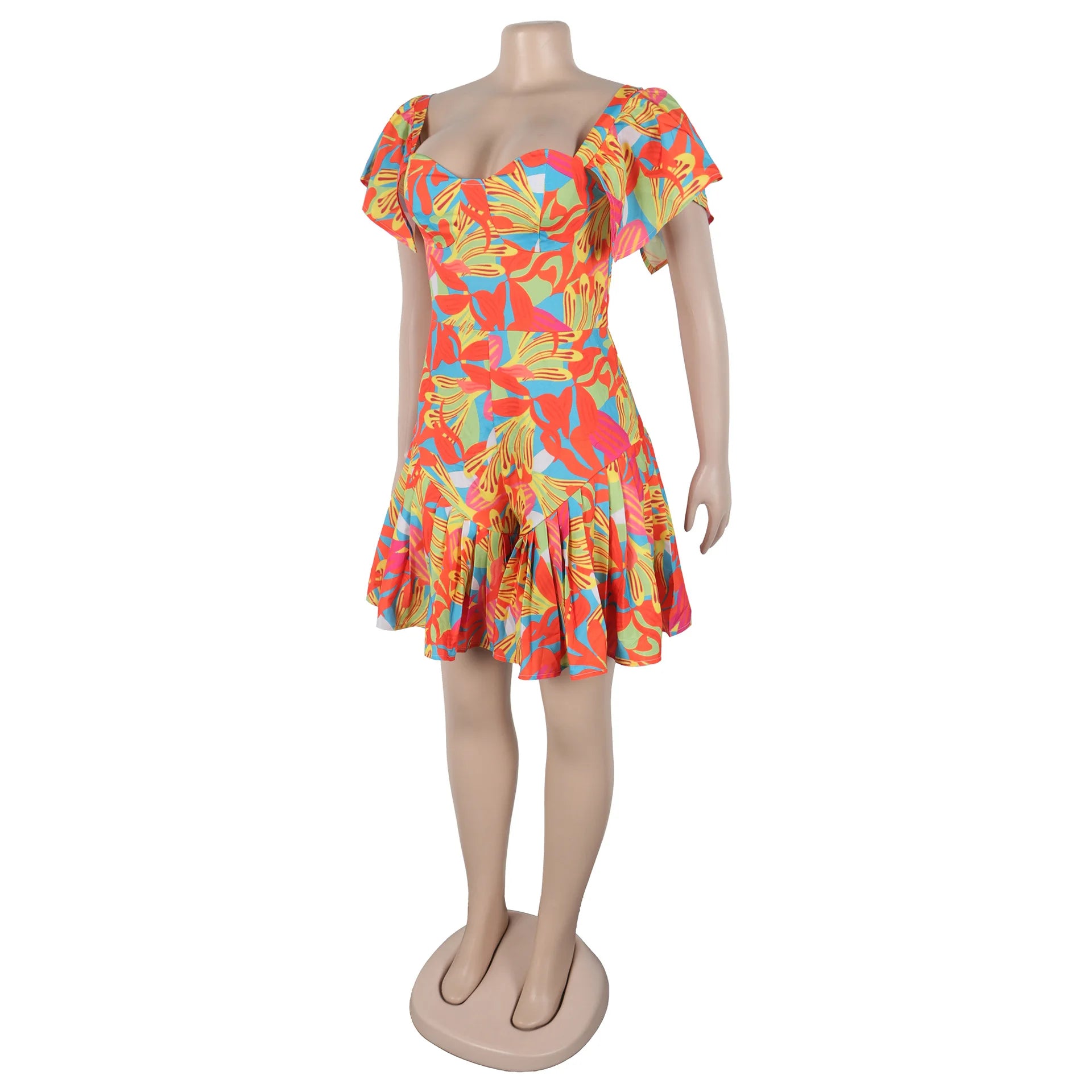 Floral Print Short Sleeve  Playsuits Jumpsuit