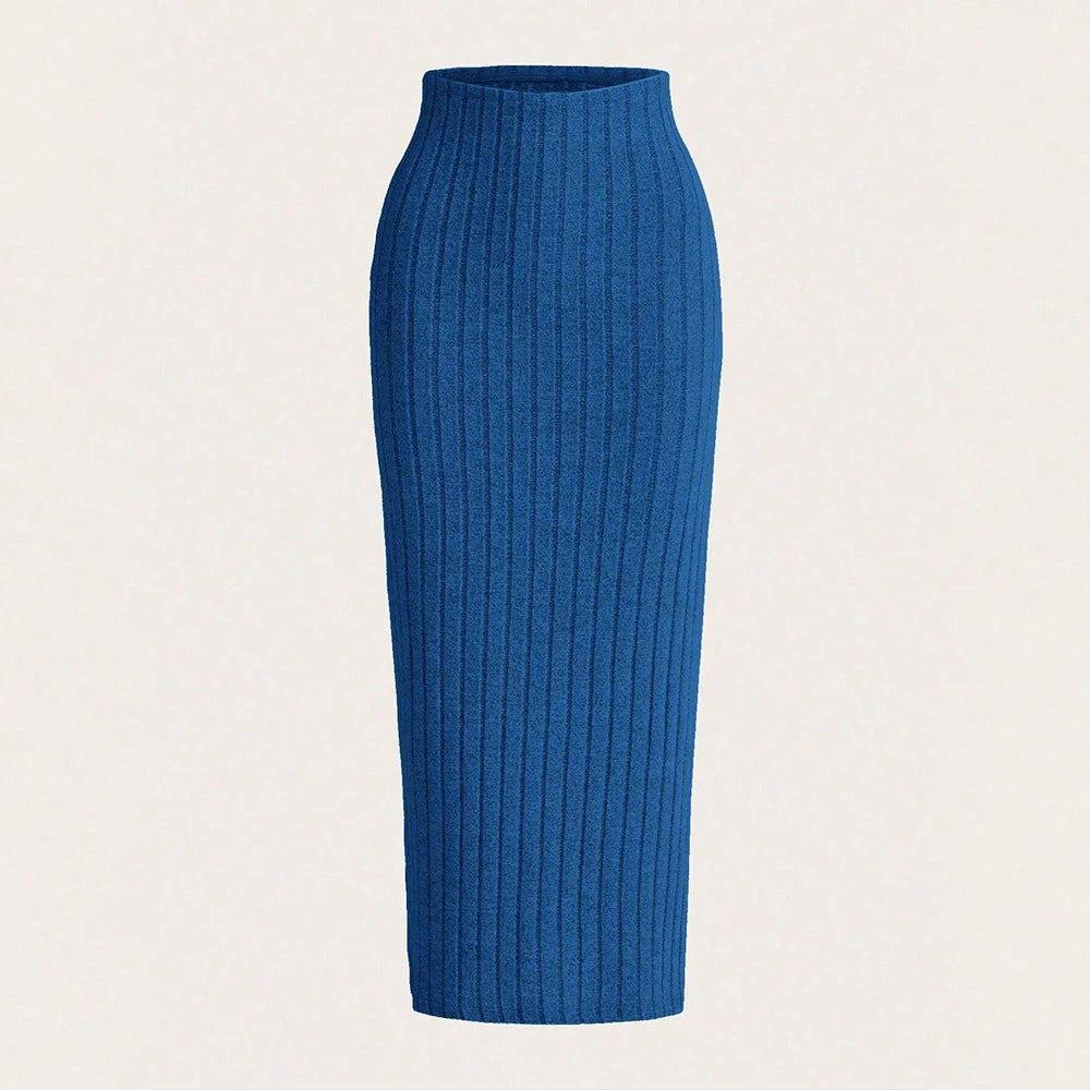 Plain Natural Waist MIDI Wrap Casual Skirts