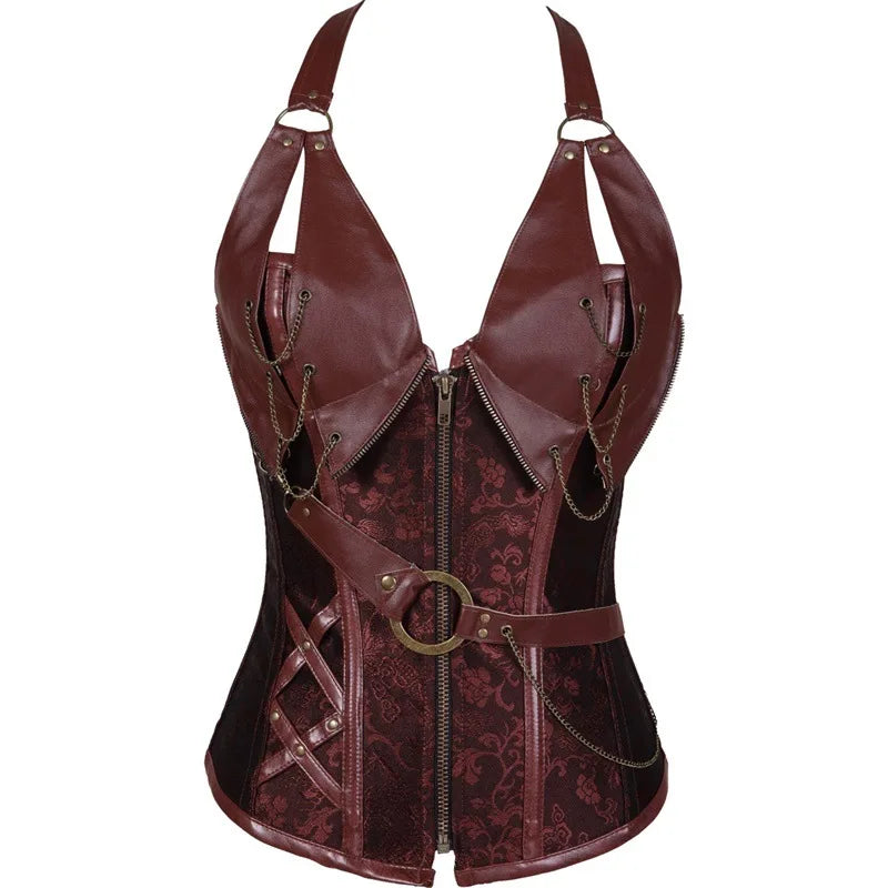 Medieval Viking Pirate Steampunk Leather Corset