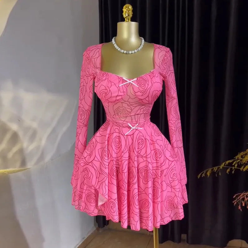 Elegant A Line Long Sleeves High Waist Bodycon Dress