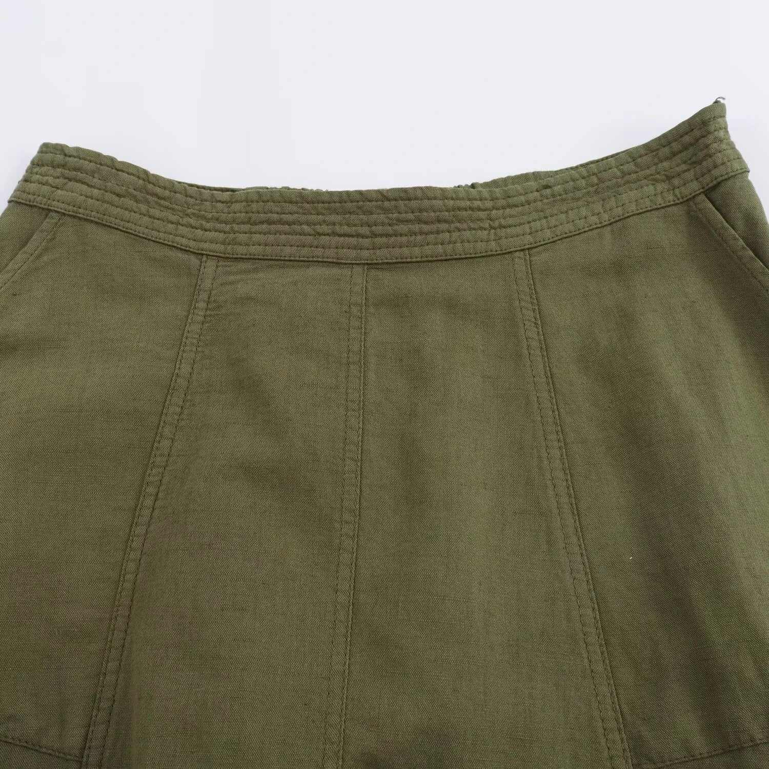 Vintage Linen Blend Midi Chic High Waist Elegant A-line Long Skirt