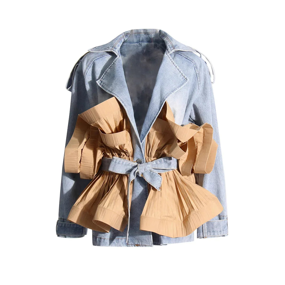 Long Sleeve Spliced Ruffles Loose Casual Jackets