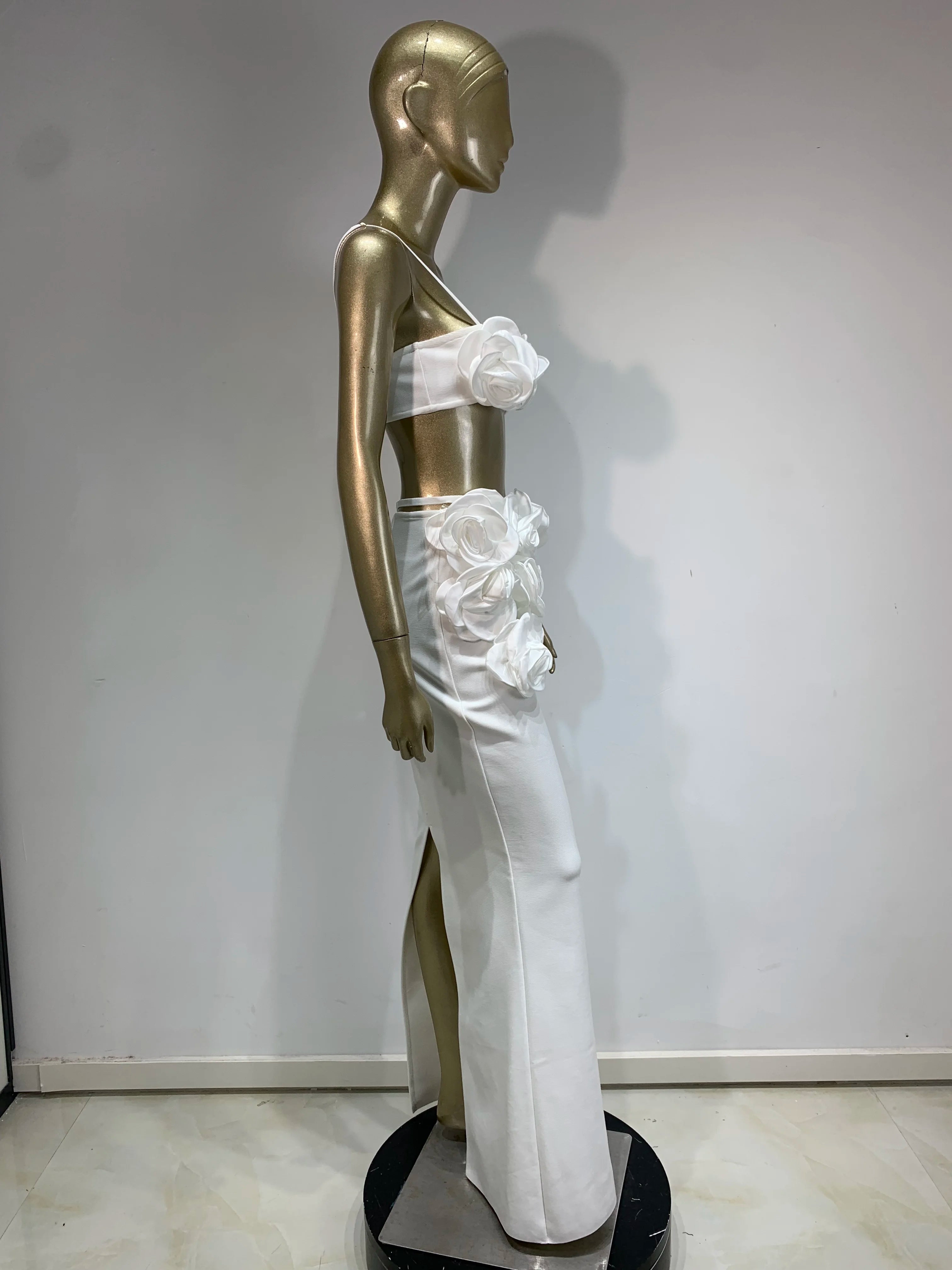 Backless Halter Maxi Long Bandage Skirt Set