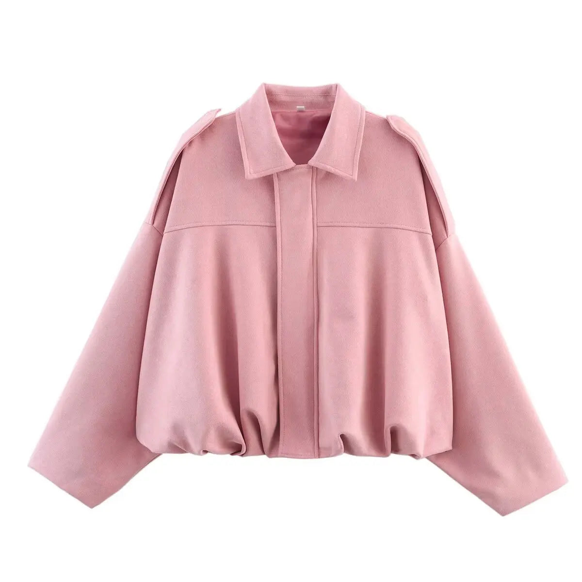 Lapel Suede Long Sleeve Zipper Loose Short Women Coat