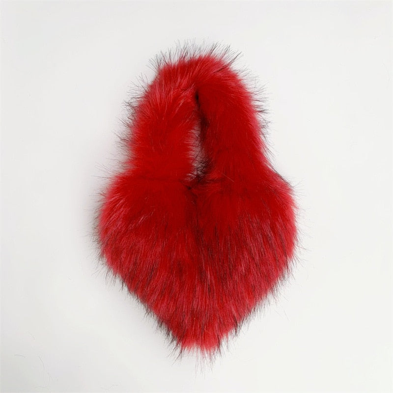 Faux Fur Heart Shaped Shoulder Bag