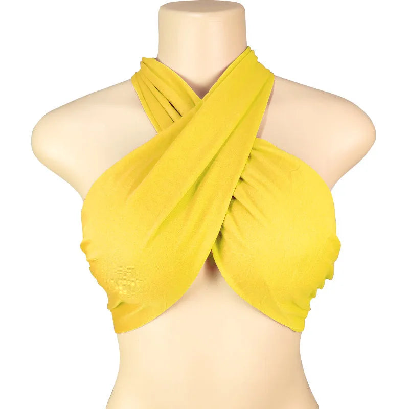 Backless Sleeveless Cross Bandage Halter Crop Tops