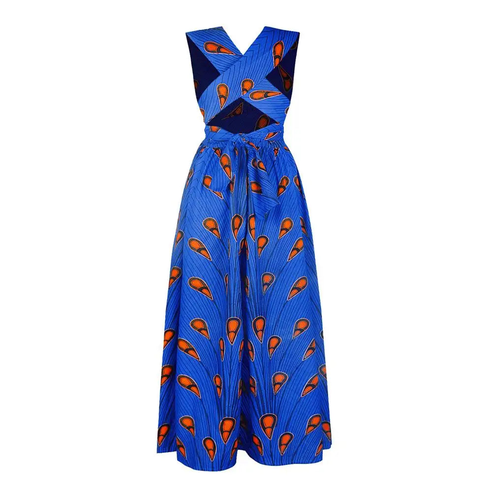 African Style High Waist Printed Floor Length Gown