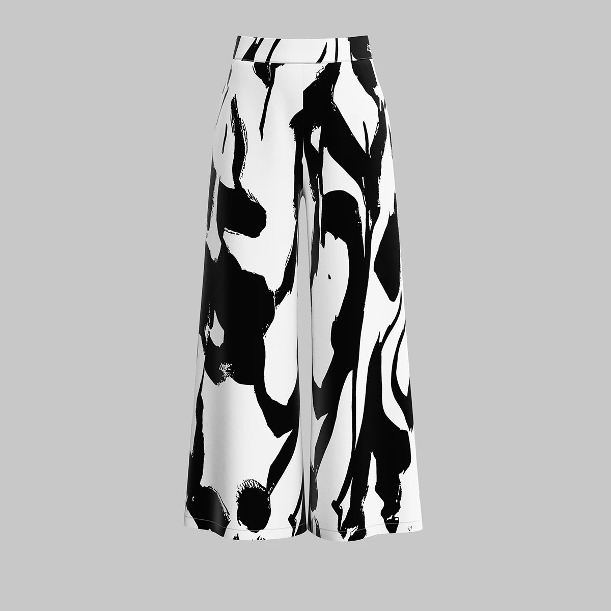 Wild Graffiti Natural Waist Wide Leg Full Length Streetwear  Pants