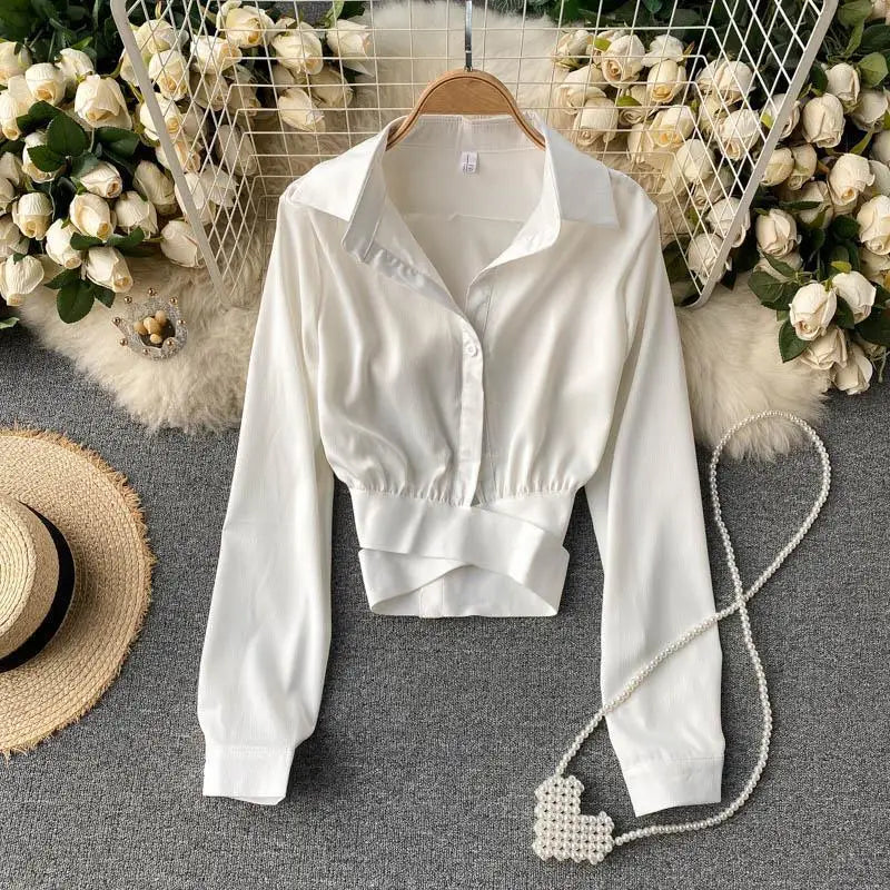 Stretchy Bandage Waist Stylish Crop Top