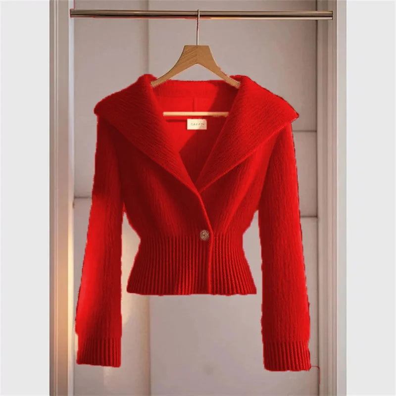 Slim Long-sleeved Knitted Sweater Jacket