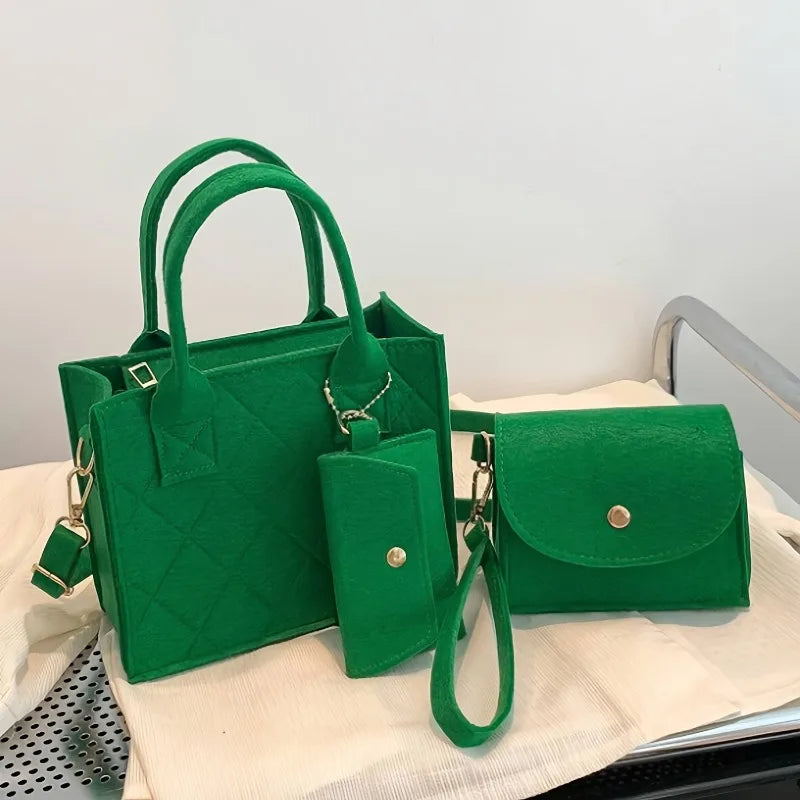 3pcs/set Embossed Stylish Crossbody Clutch and Wallet Shoulder Bag
