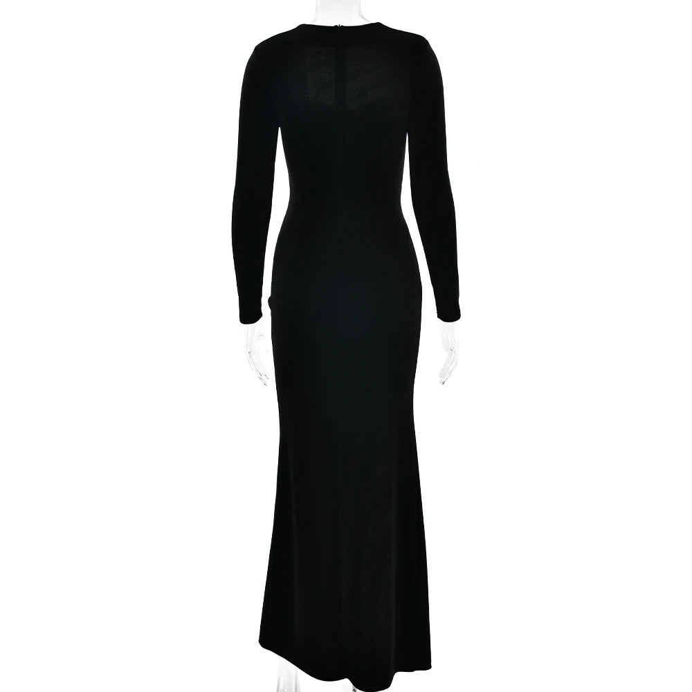 Ruched Split Bodycon Elegant Long Dress