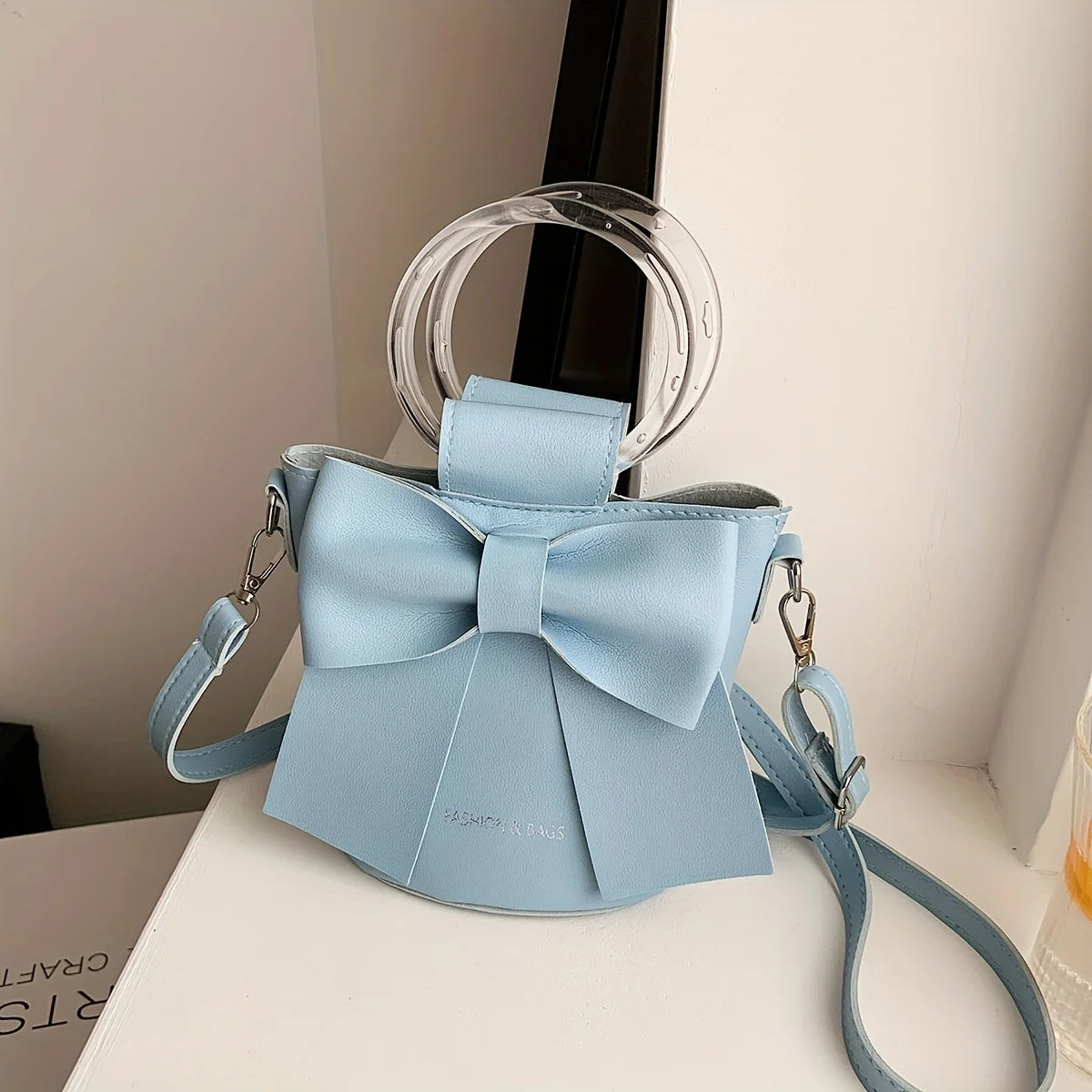 Stylish Bucket Bag with Detachable Strap With Elegant Bow Accent