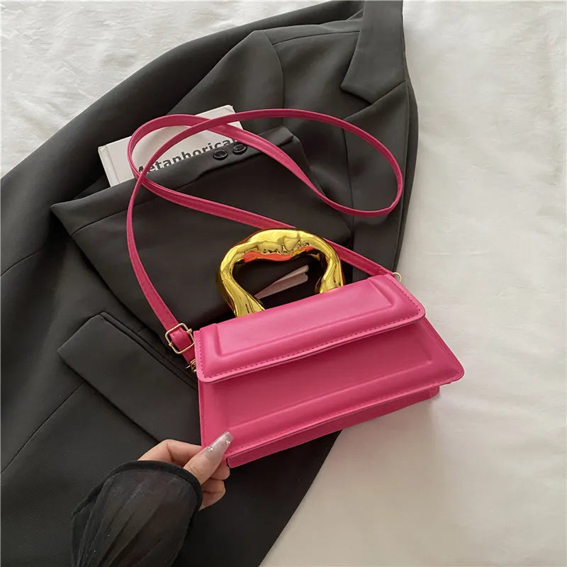 Pu Leather Mini Square Crossbody Tote Handbag