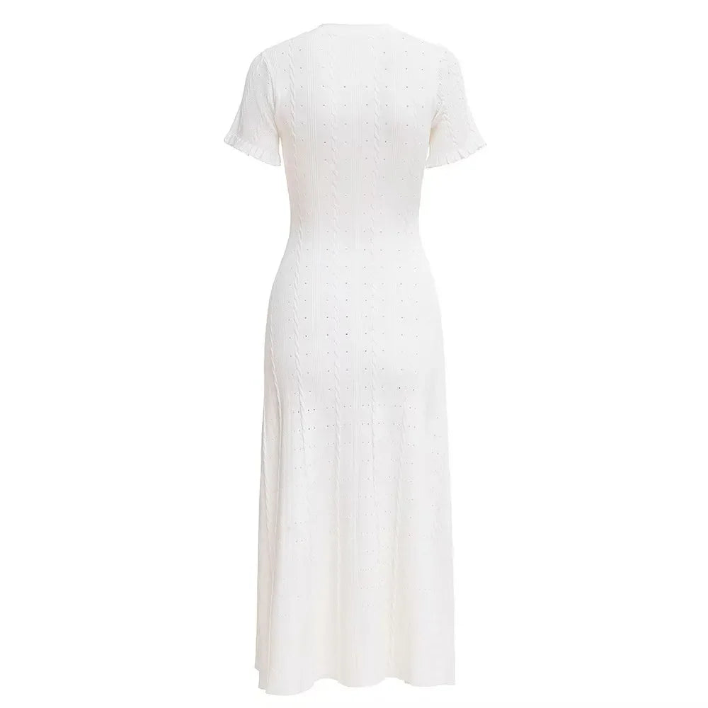 Short-Sleeved Hollow Out Knitted Dress