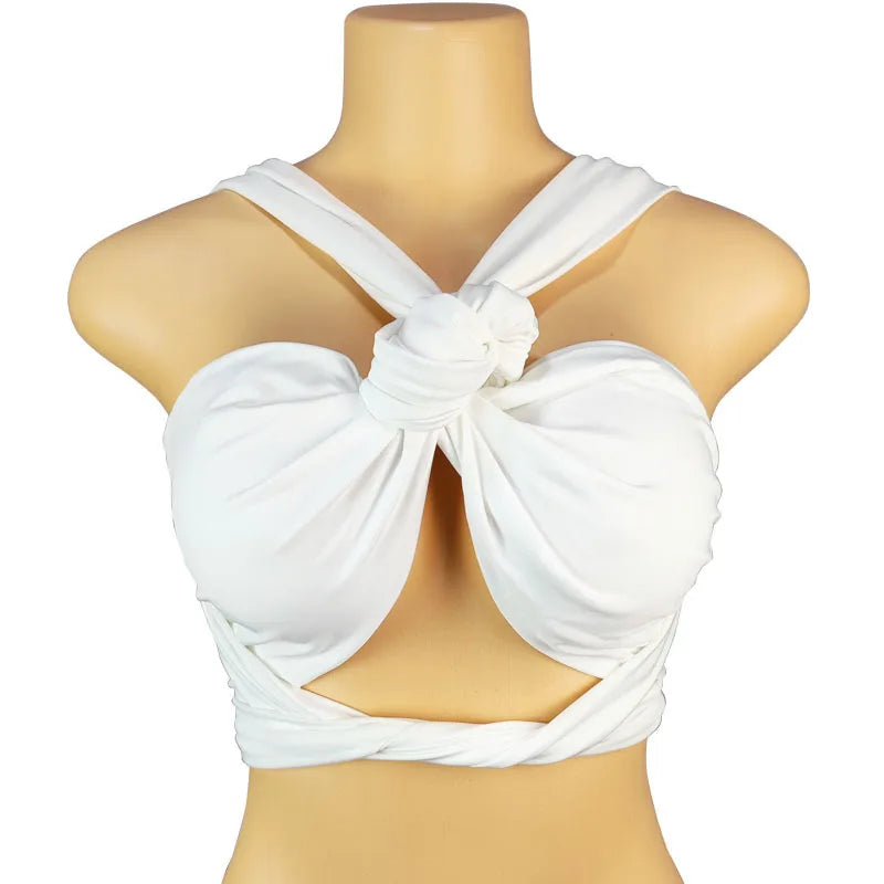Backless Sleeveless Cross Bandage Halter Crop Tops