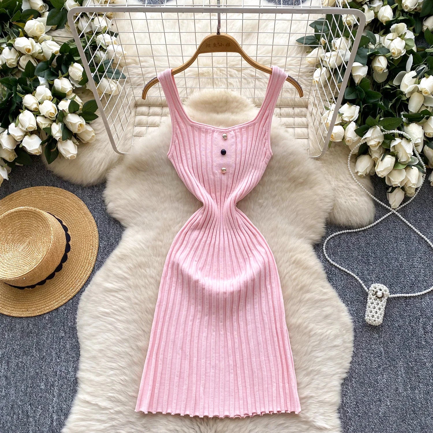 Vintage Sleeveless Elastic French Style Dress