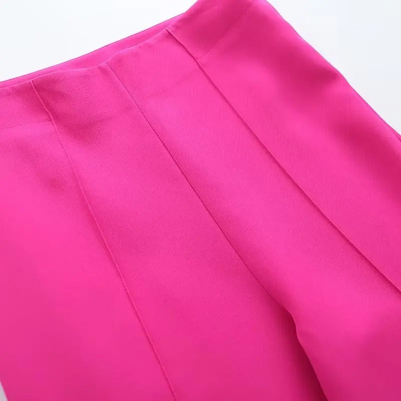 Long Sleeve Belt Bow Blazers Suit Coat Chic Female High Waist Trousers Two Piece Sets