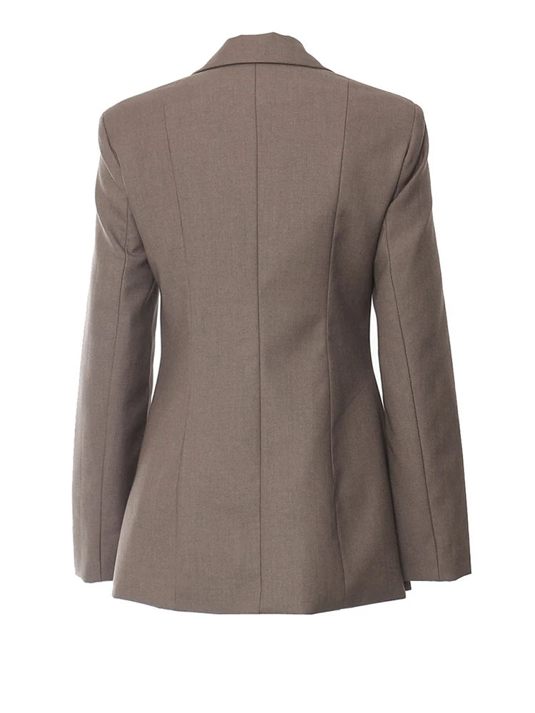 Lapel Long Sleeve Bandage Hollow Out Elegant Blazer