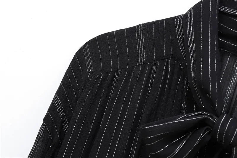 Elegant Metal Color Long Sleeve Round Neck Shirt