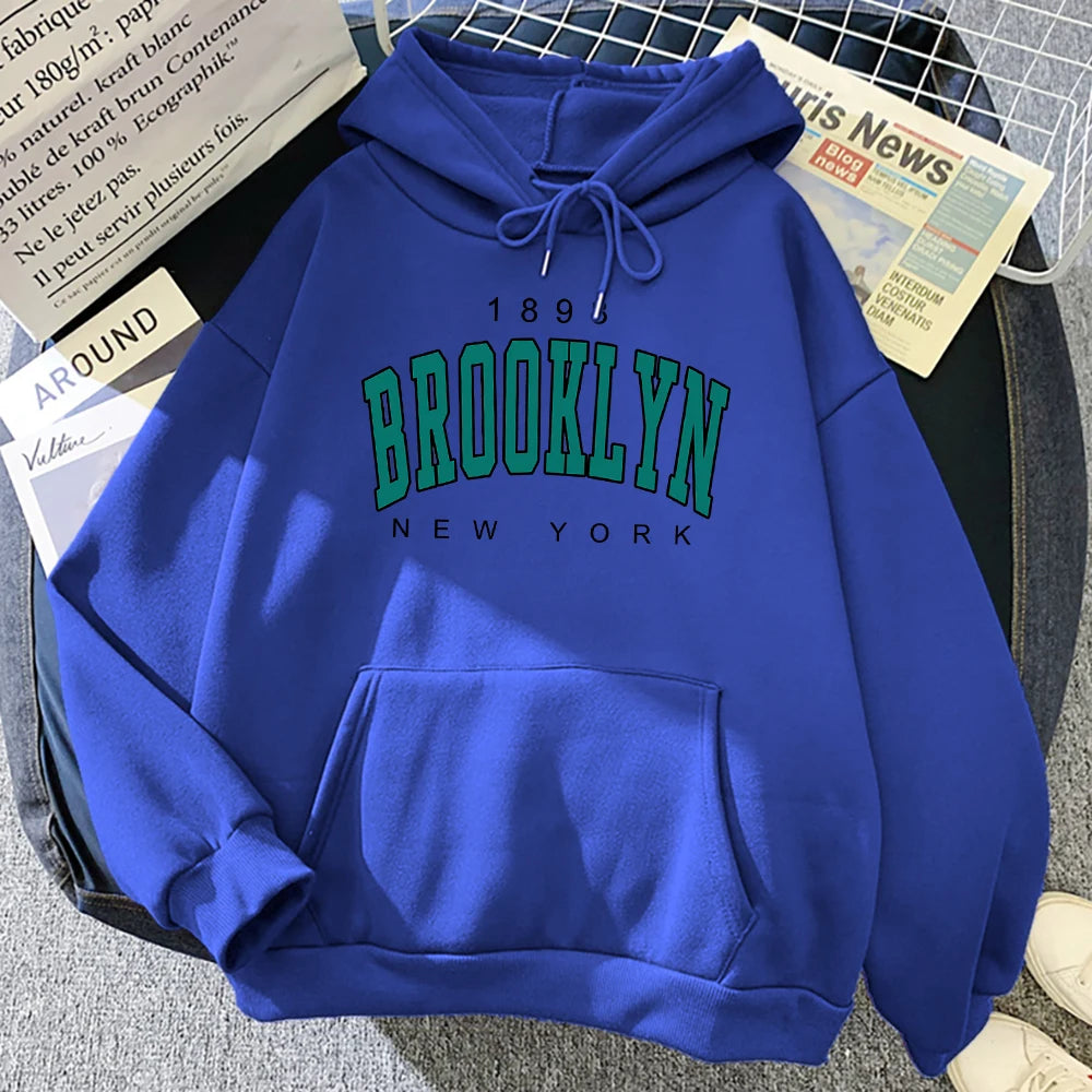 1898 Brooklyn New York Printed Women Hoodies Fashion Fleece Pullover Sweatshirts