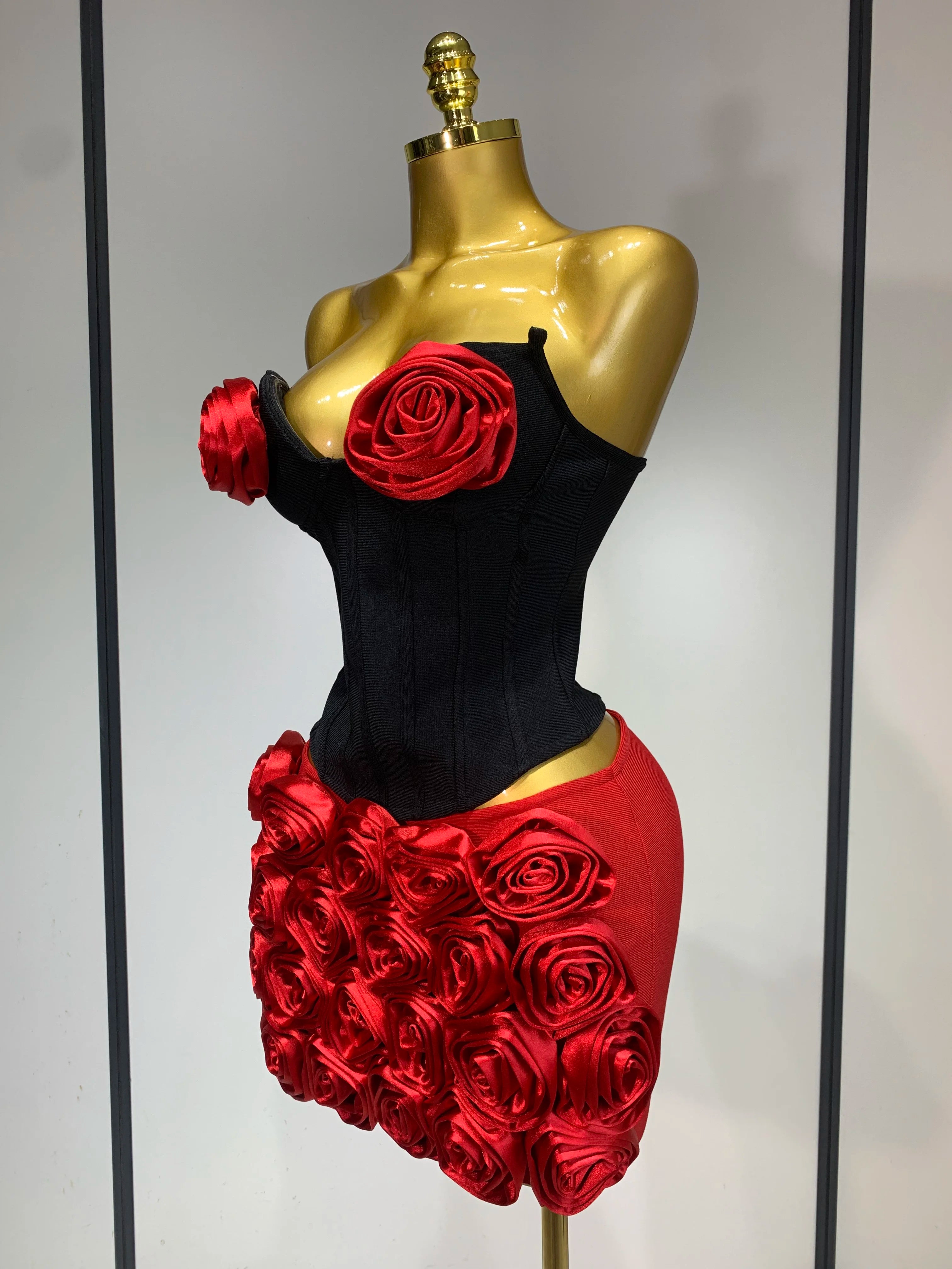 Strapless Bandage Top And Skirt Two Piece Set