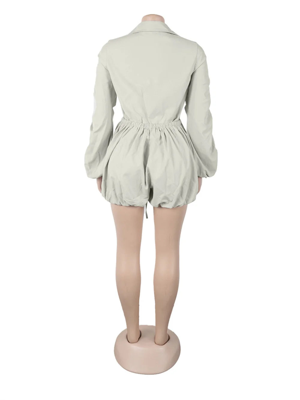 Single-Breasted Lace-Up Long Sleeve Elegant Rompers