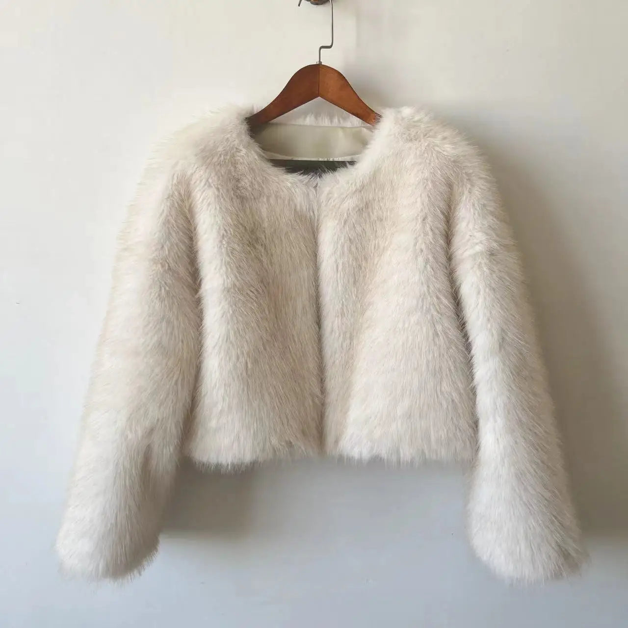 Gardient Cropped Fluffy Short Fur Jacket