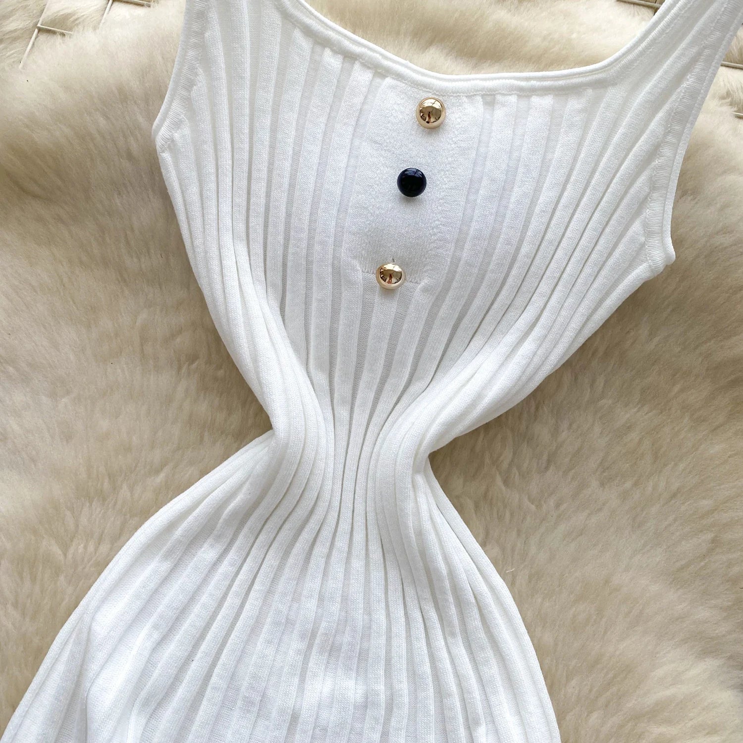 Vintage Sleeveless Elastic French Style Dress