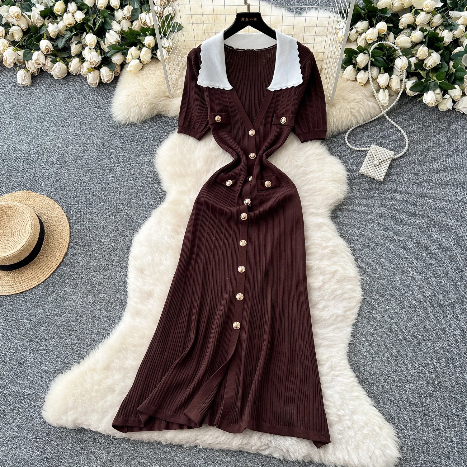 Retro Slim Fit Knitted Dress