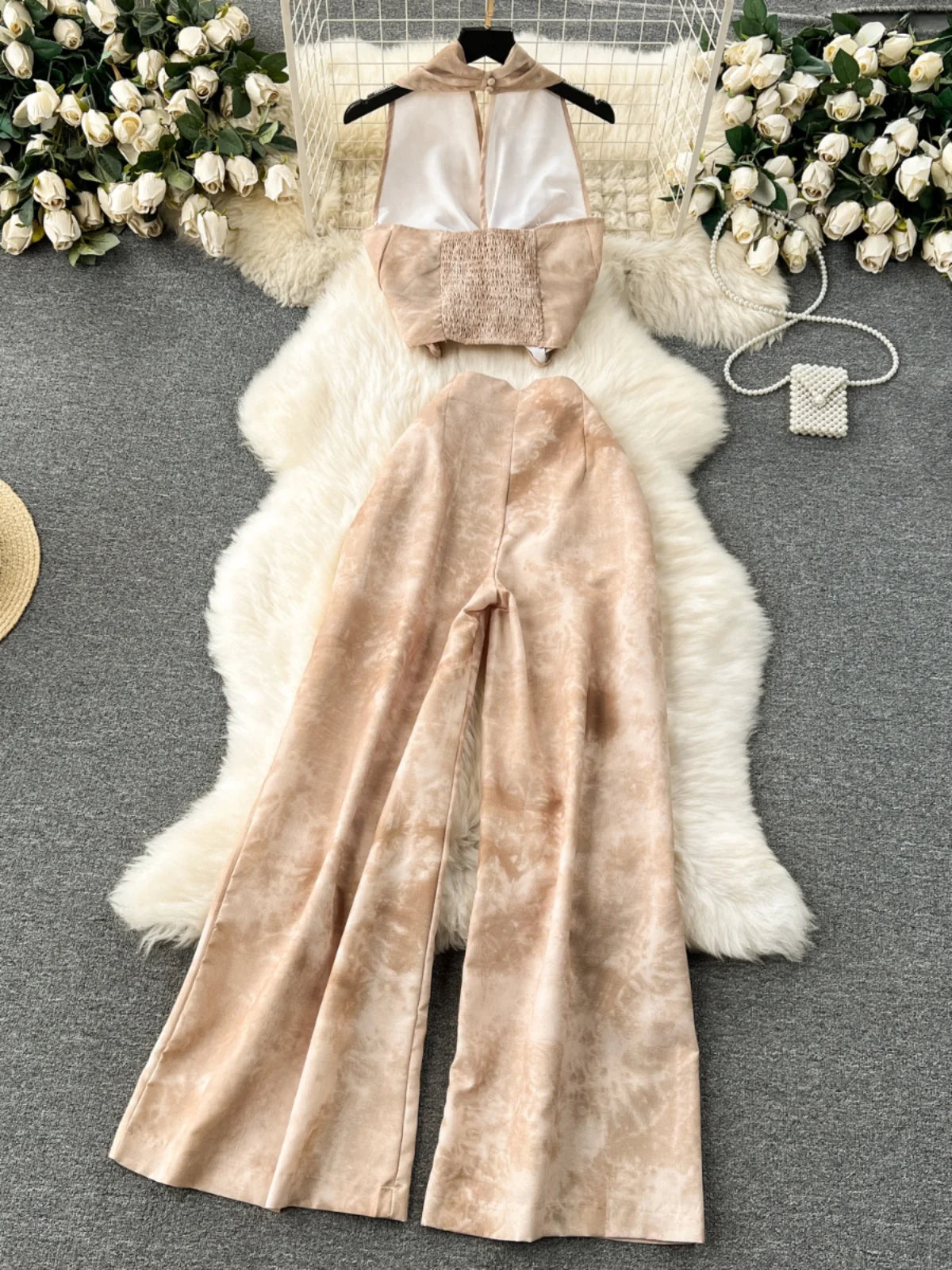 High-End Top plus Casual Wide Leg Pants Two-Piece Set
