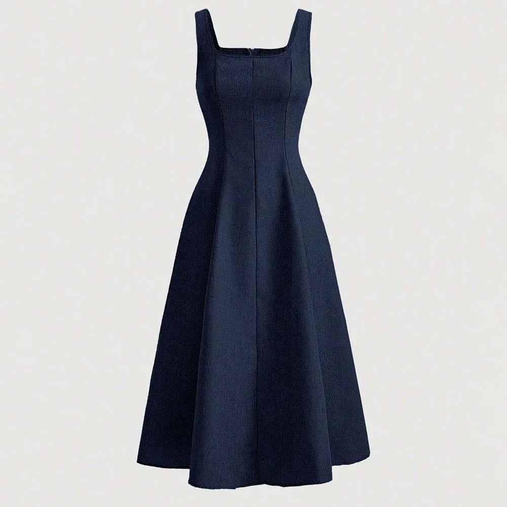 Elegant French Sleeveless Square Neck A-Line Party Dress