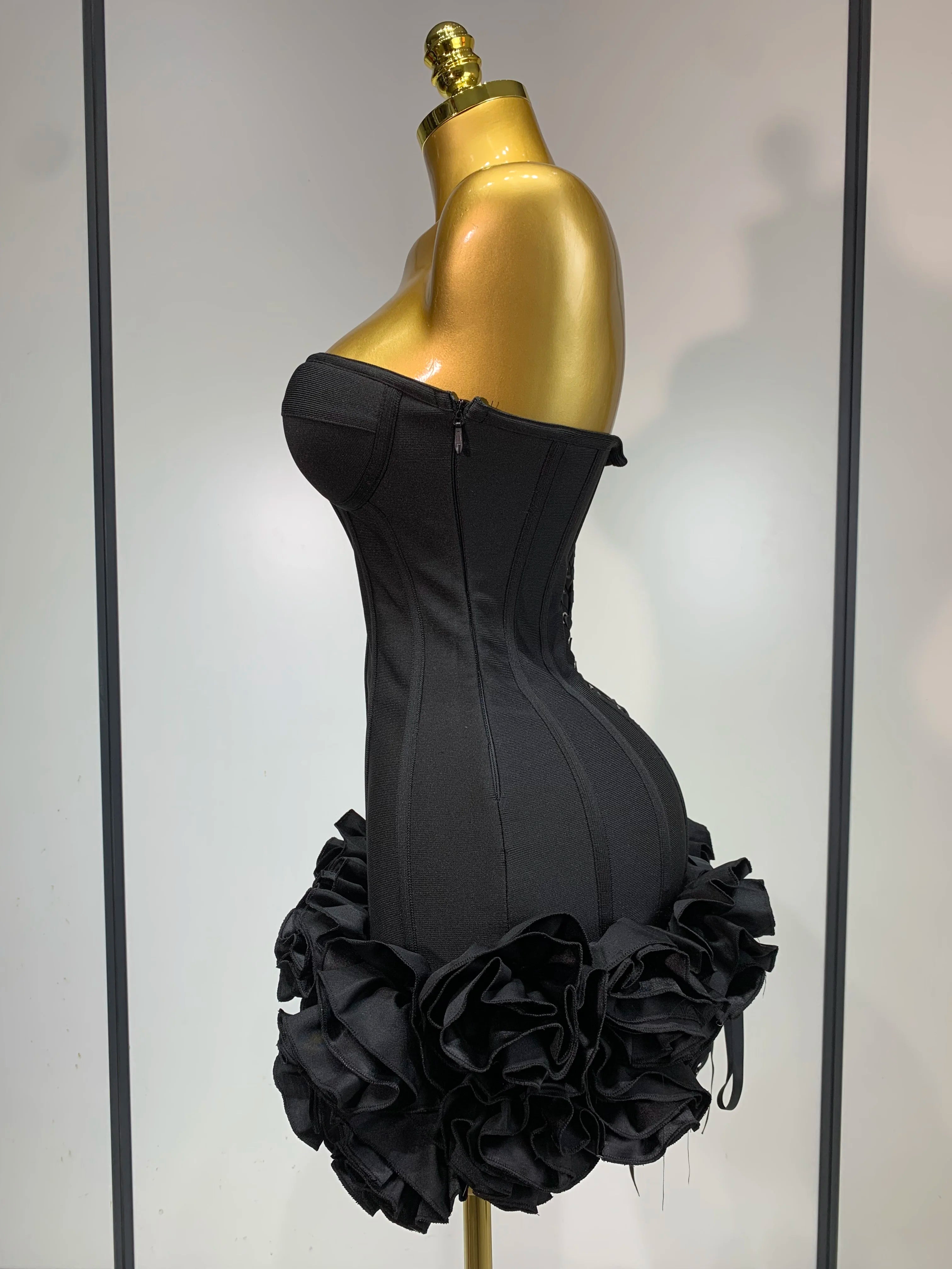 Strapless Bodycon Flowers Mini Bandage Dress