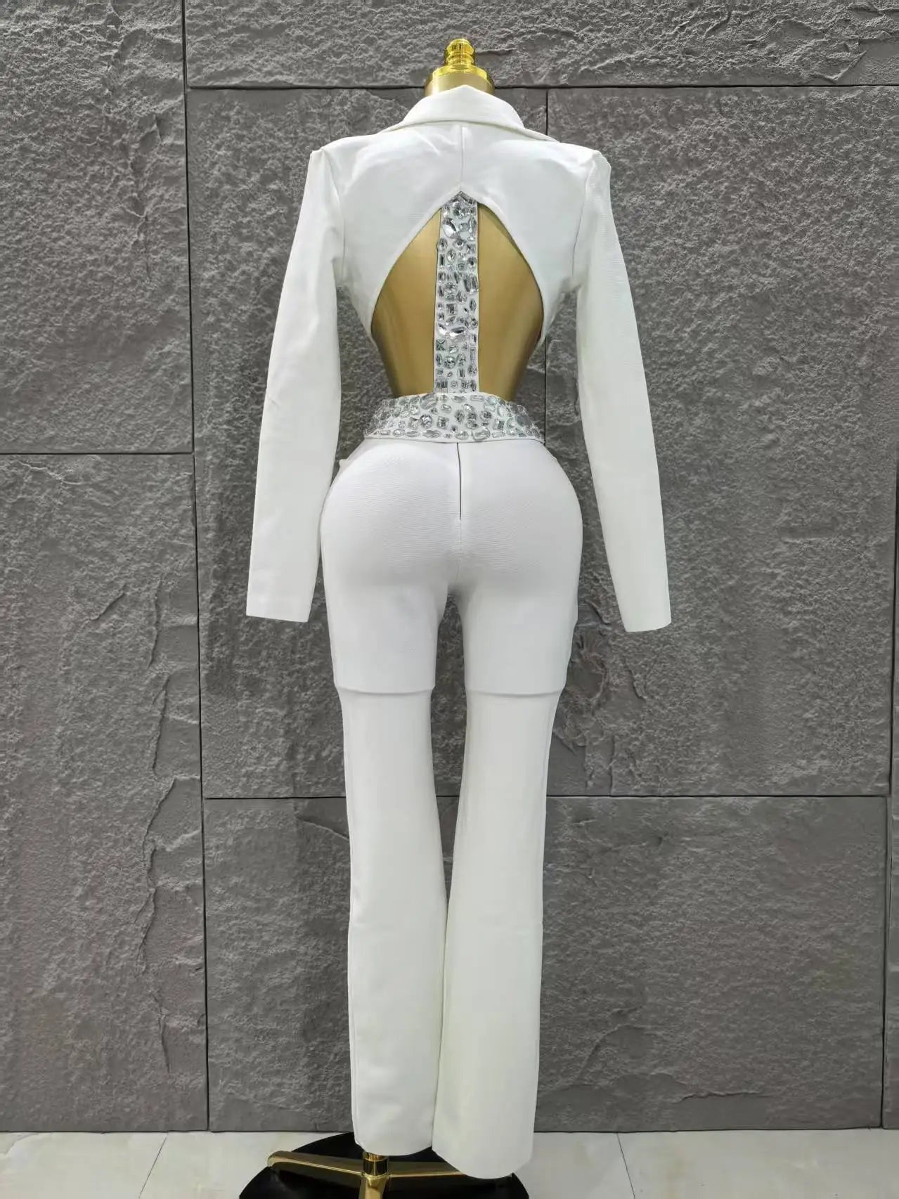 Long Sleeve Crystal Two Pieces Bodycon Bandage Set