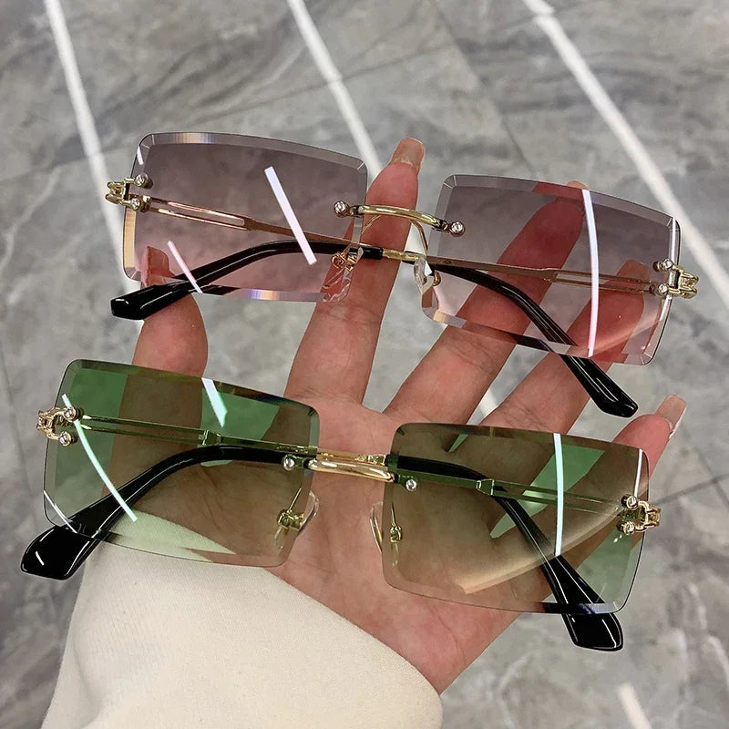 Vintage Rimless Frameless Rectangle Sunglasses