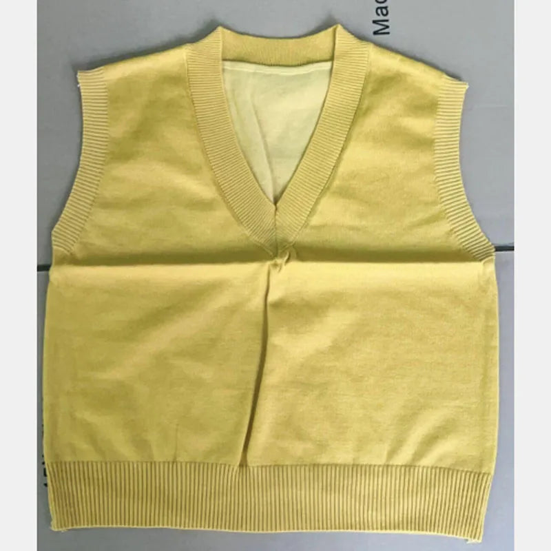 Knitted Sweater Casual V-Neck Pullover Vest