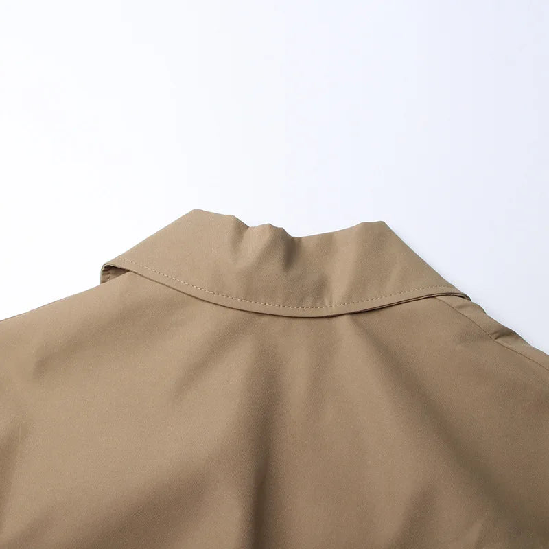 Loose Mesh Stitching Casual High Waist Long Trench Coat