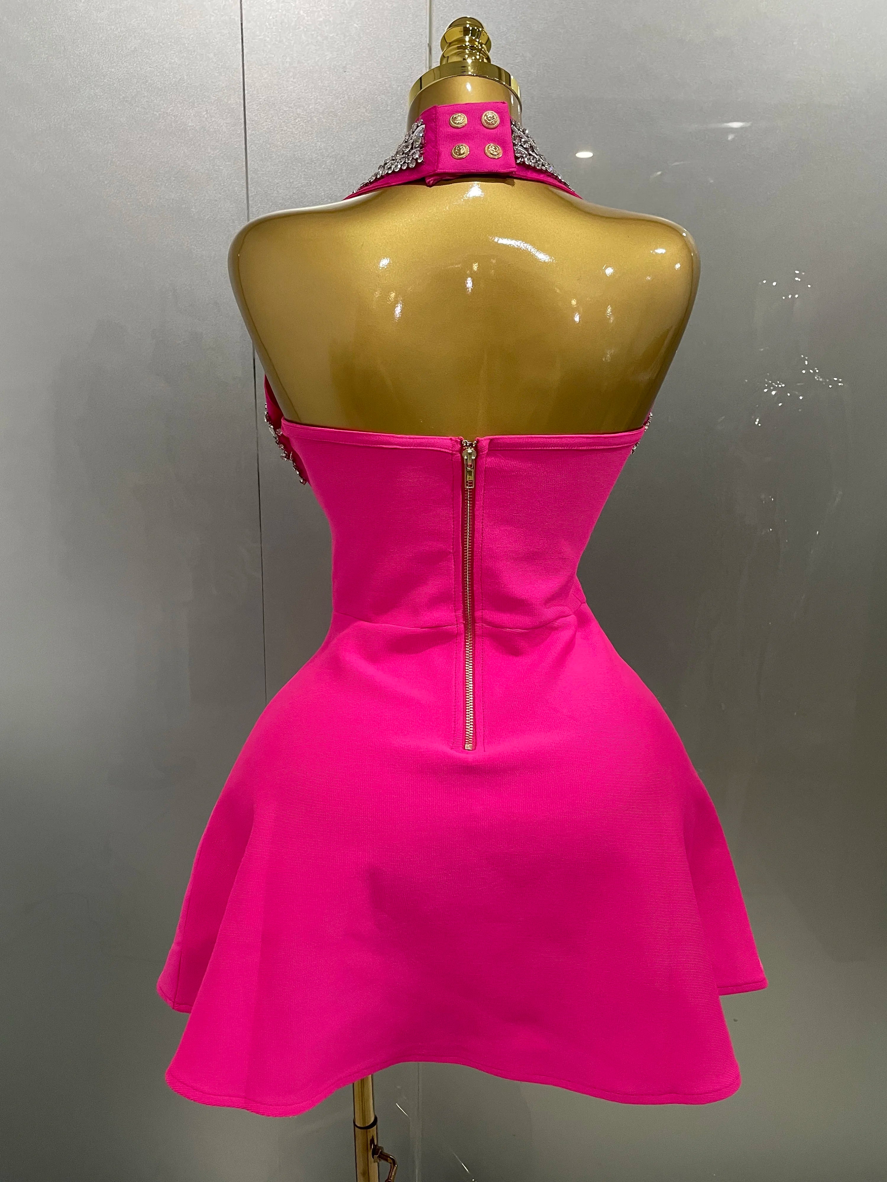 Off the Shoulder Shinning Crystal Bodycon Bandage Dress