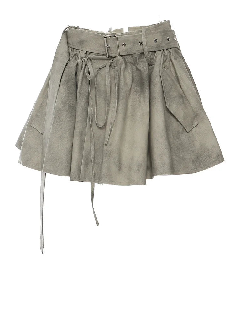 Printed Jacket Drawstring Half-body Skirt Two Pieces Suit