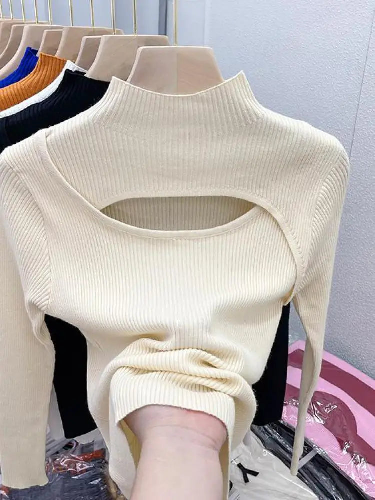 Hollow Out Slim Vintage Soft Warm Pull Pullover Knitted Sweater