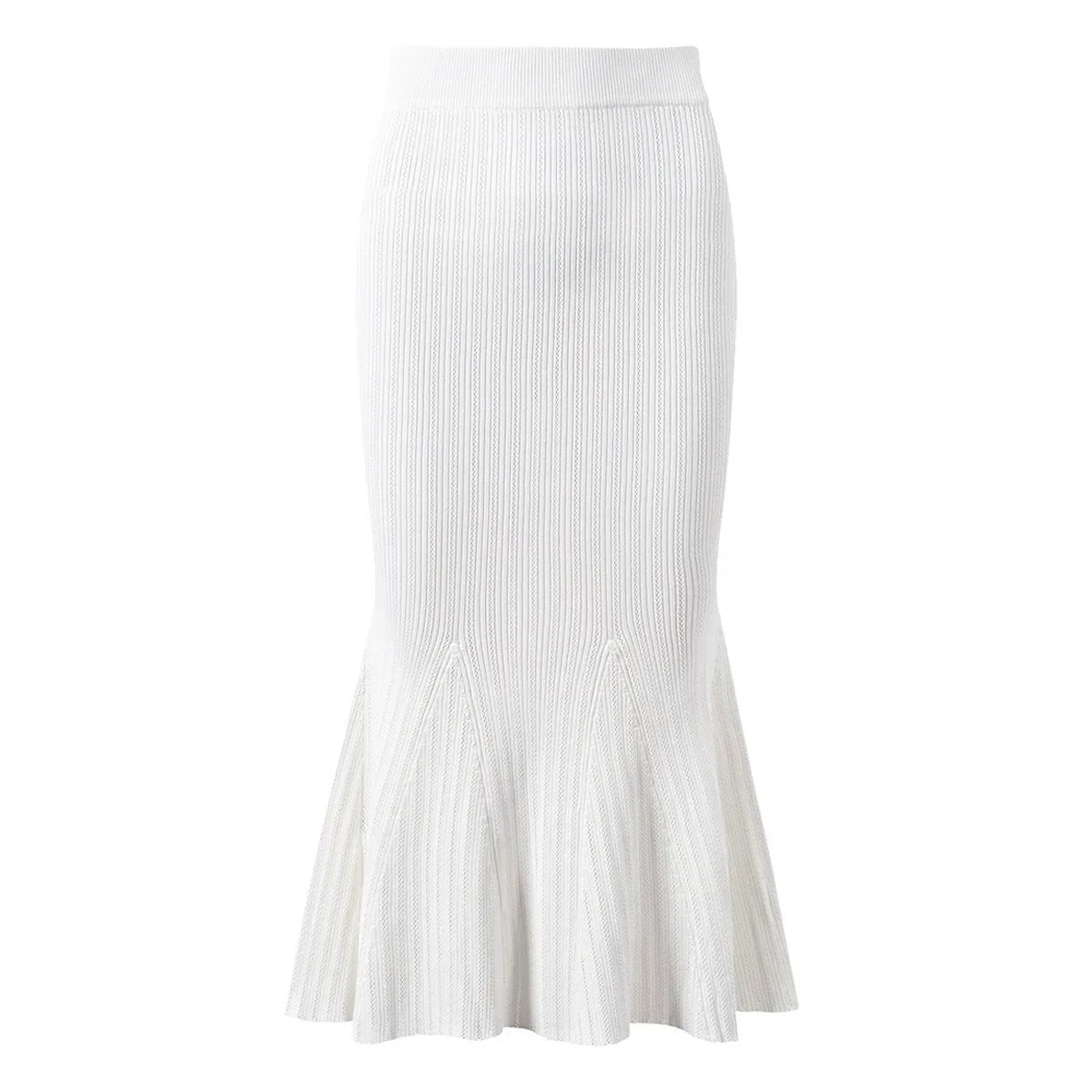 Knitted Two Piece Set Short Sleeve Knitting Cardigan Fishtail Long Skirt Suit