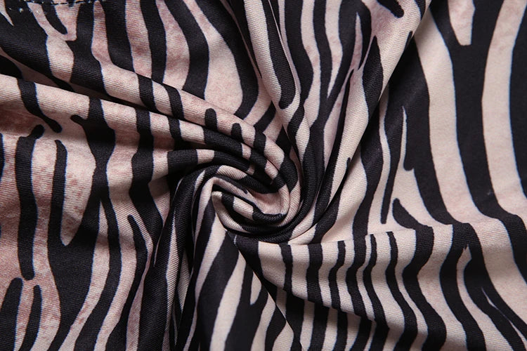 Tiger Stripes Y2K Tight Stretch Backless Split Sleeveless Dress