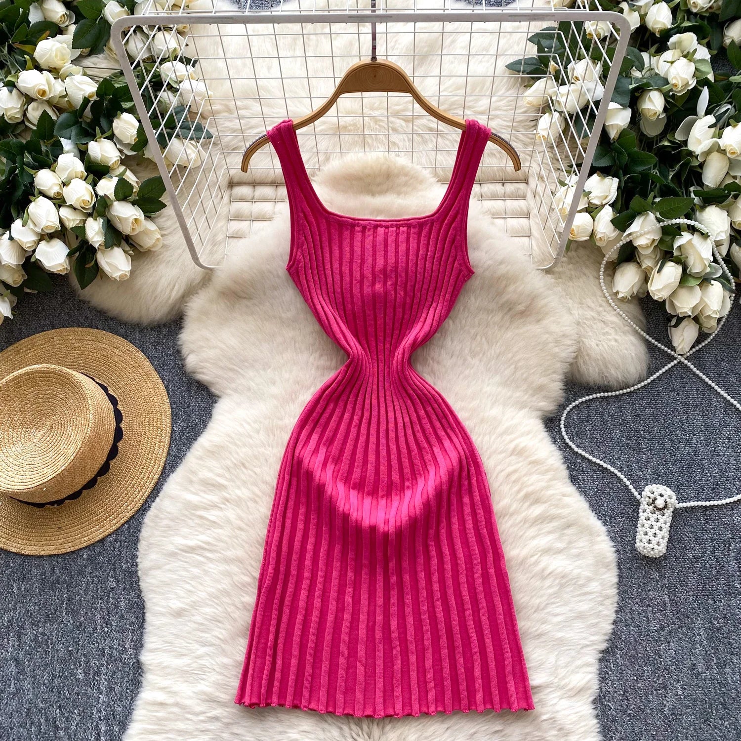 Vintage Sleeveless Elastic French Style Dress