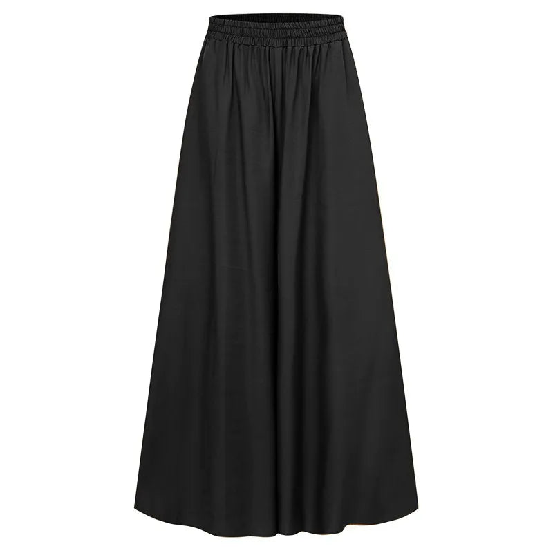 Silk Fold Retro Minimalist Mid Rise Elastic Drape Straight Leg Trousers