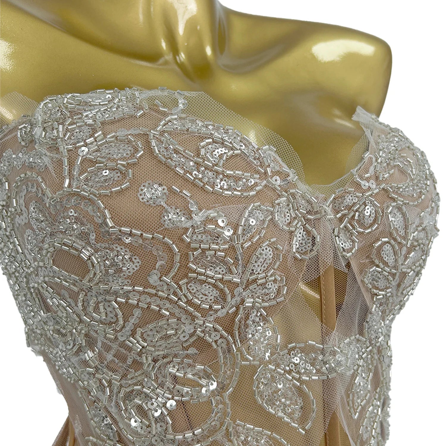 High-Split Sequins Curling Rhinestone Dress