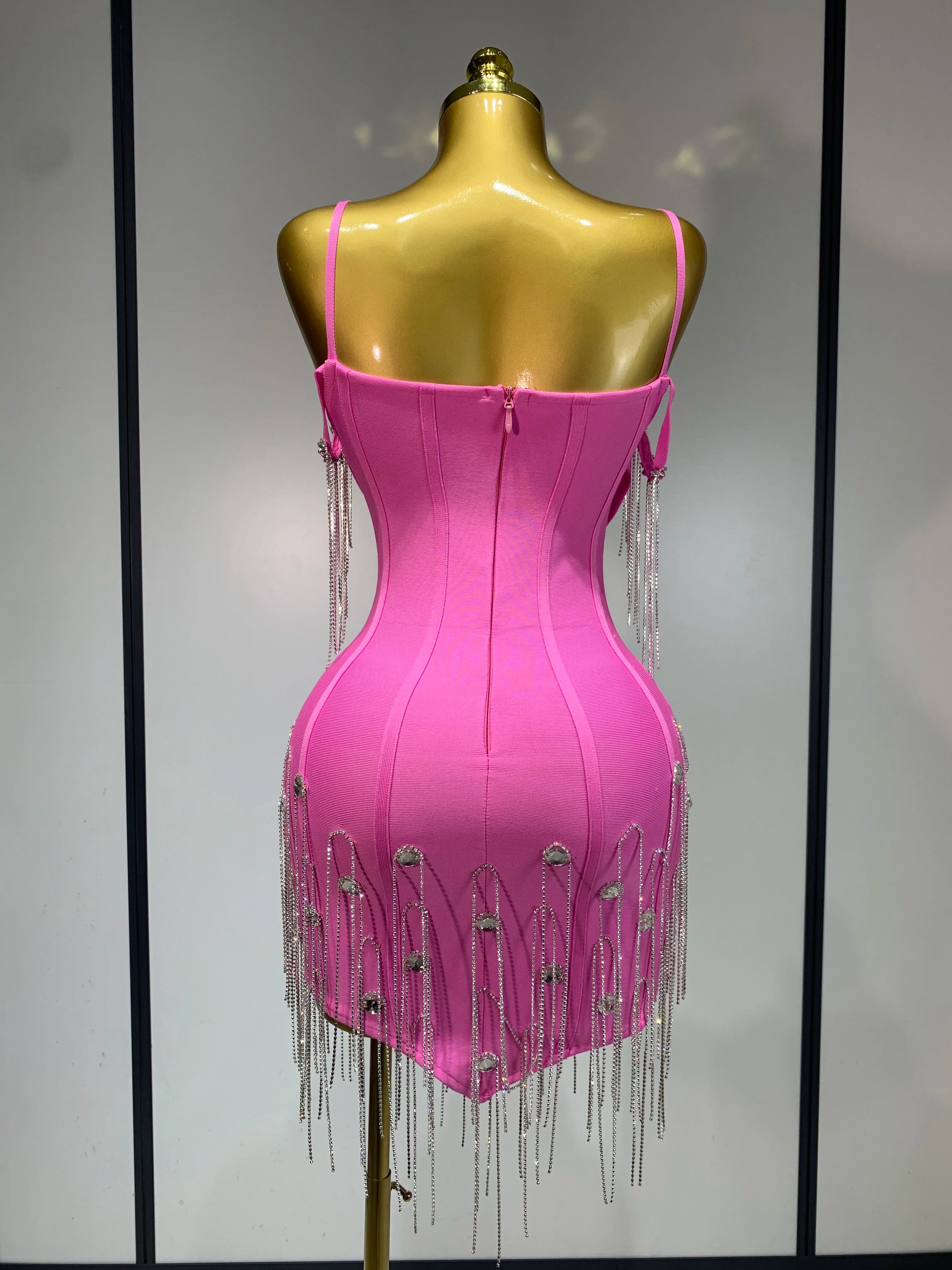 Backless Spaghetti Strap Bodycon Sleeveless Bandage Dress