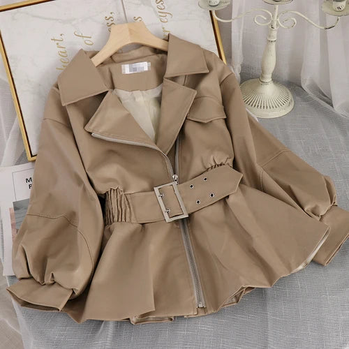 Leather Faux Leather PU Coat
