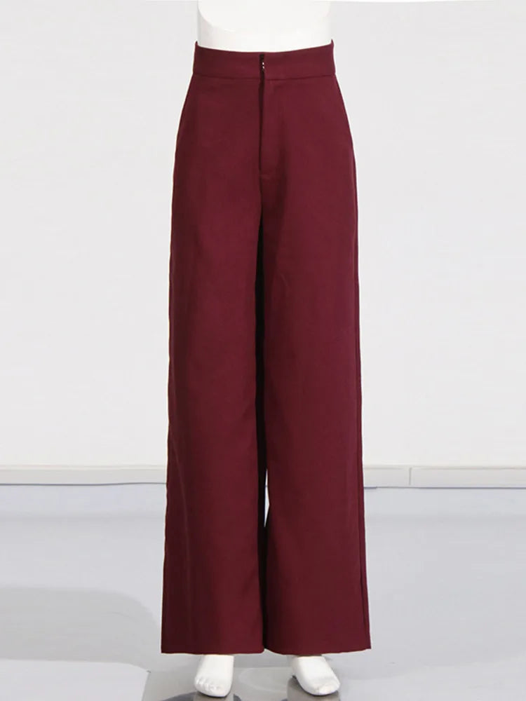 Elegant Two-Piece Suit Blazer And Wide-Leg Trousers